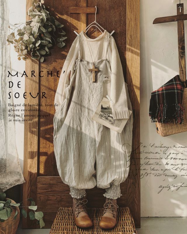 MARCHE' DE SOEUR／ピエロサロペット・生成り