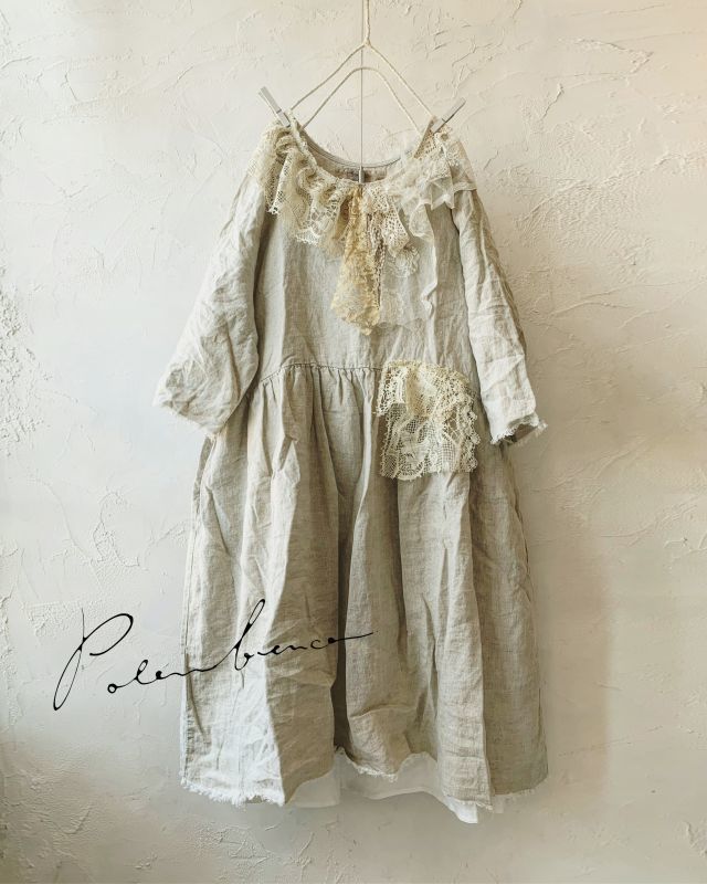 Pollenbienco アンティークレースのリネンワンピース ａ Marche De Soeur