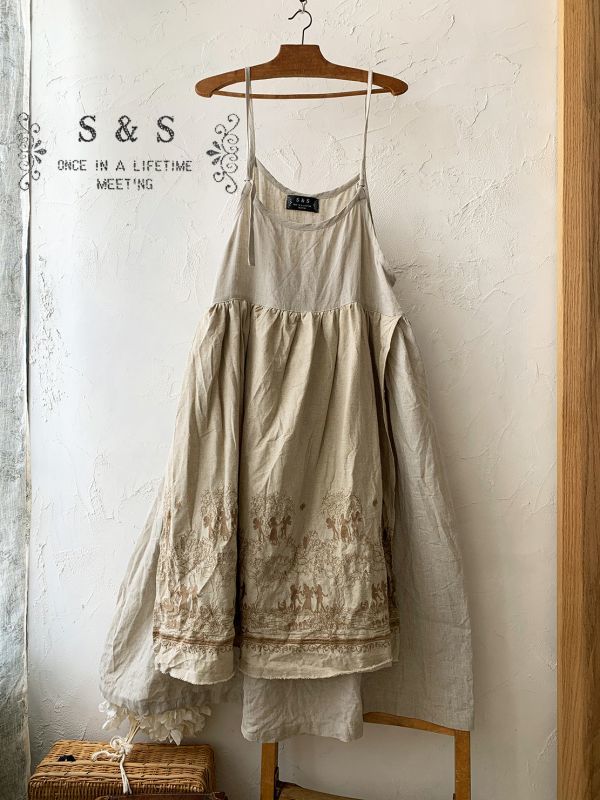 Shizuka S エンジェル刺繍キャミワンピース 生成り Marche De Soeur