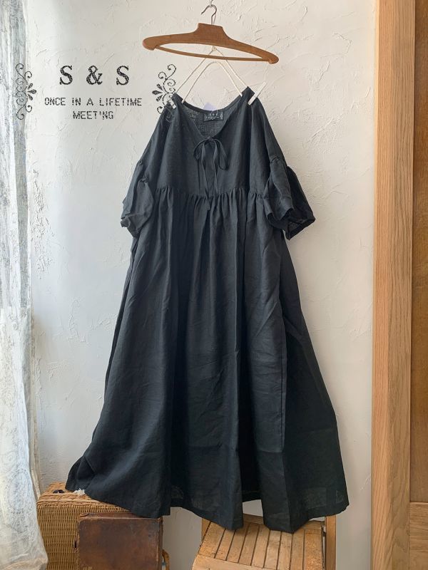 Shizuka S りぼん付きハイウエストちょうちょワンピース 黒 Marche De Soeur Shizuka S りぼん付きハイウエストちょうちょワンピース 黒 Marche De Soeur