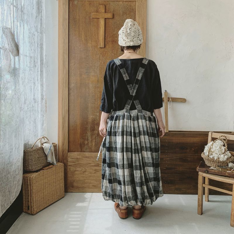 MARCHE' DE SOEUR／サス付き変形バルーンスカート・ブロックチェック - MARCHE' DE SOEUR