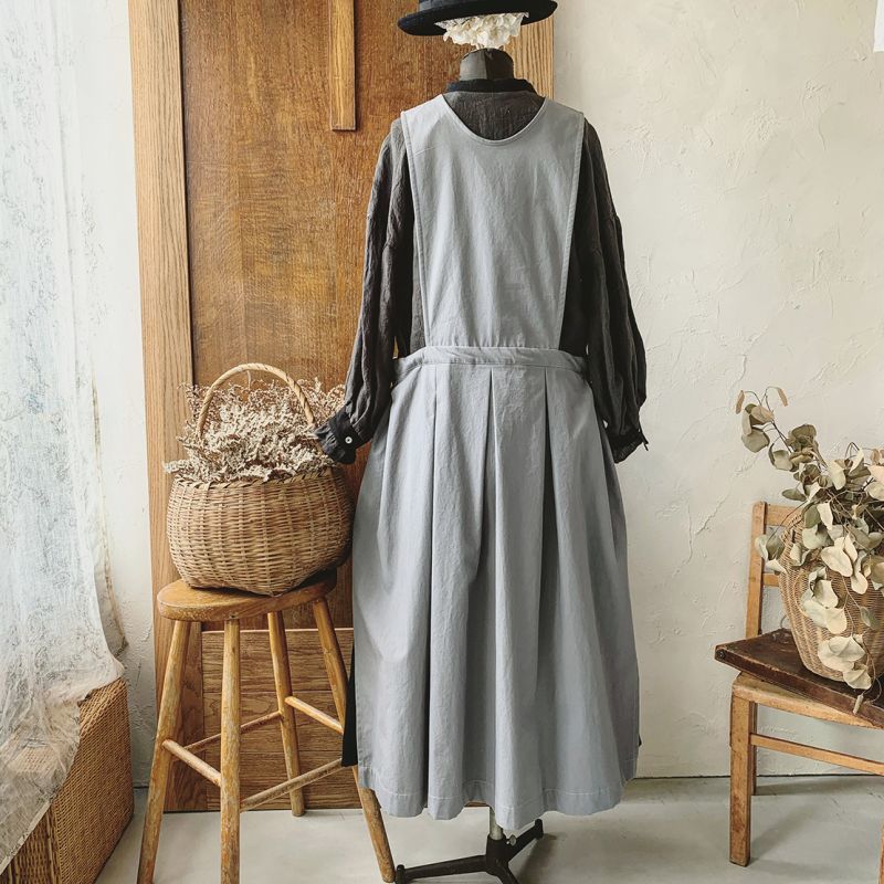 Kosatofuku プリーツエプロンワンピース ストーングレー Marche De Soeur