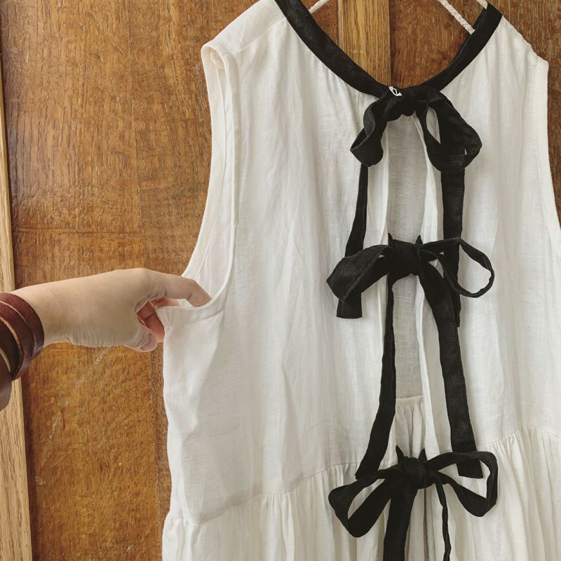 Avenue 後ろりぼんのノースリーブワンピース 黒 Marche De Soeur