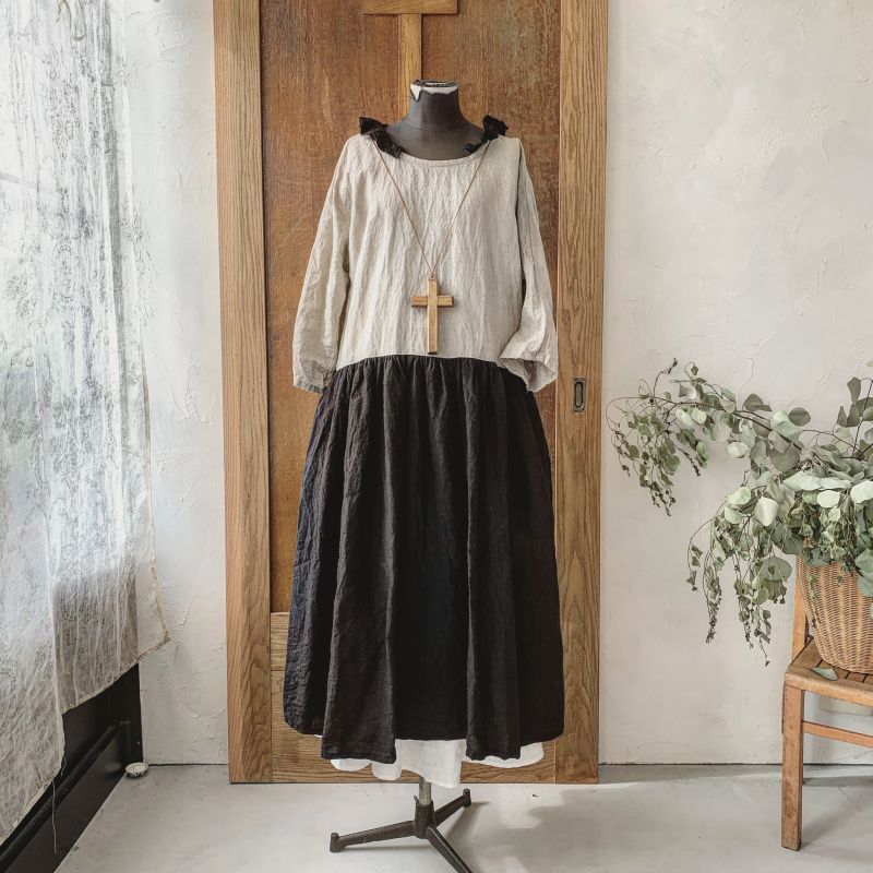 Mifumi はなれフリル襟のサラワンピース 黒襟 スカート Marche De Soeur