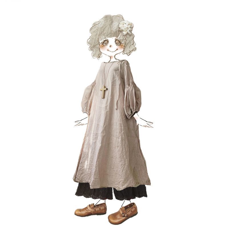 Mifumi ブッファンお袖の肩リボンワンピース 芽桃 Marche De Soeur Mifumi ブッファンお袖の肩リボンワンピース 芽桃 Marche De Soeur