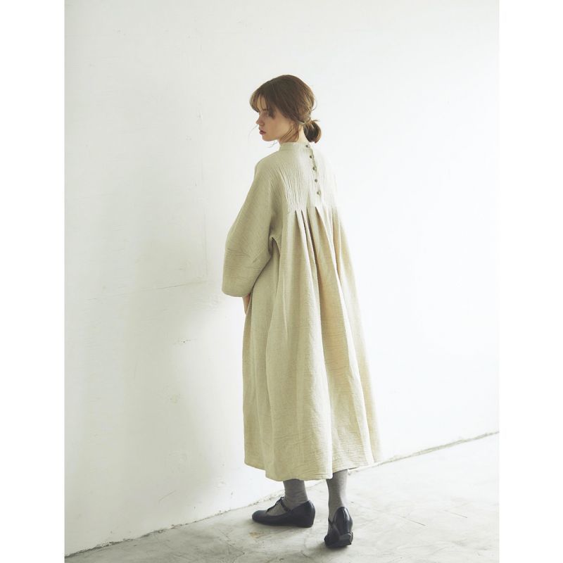 MAGALI /東炊きコットンリネン オフタートルワンピース・アンティーク