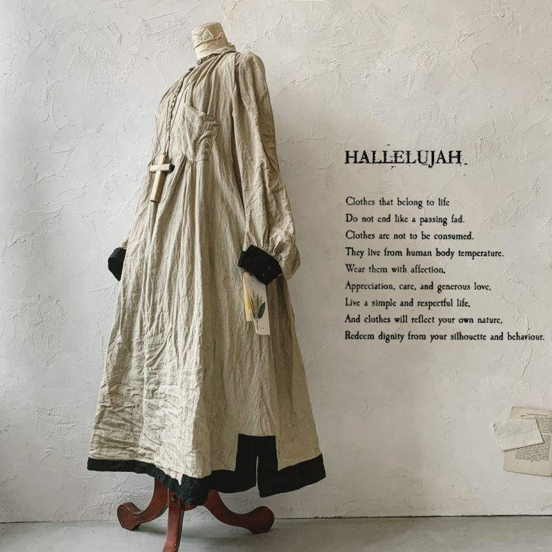 当店限定 Hallelujah 羊飼いのノマドドレス Sand Baige Black Marche De Soeur