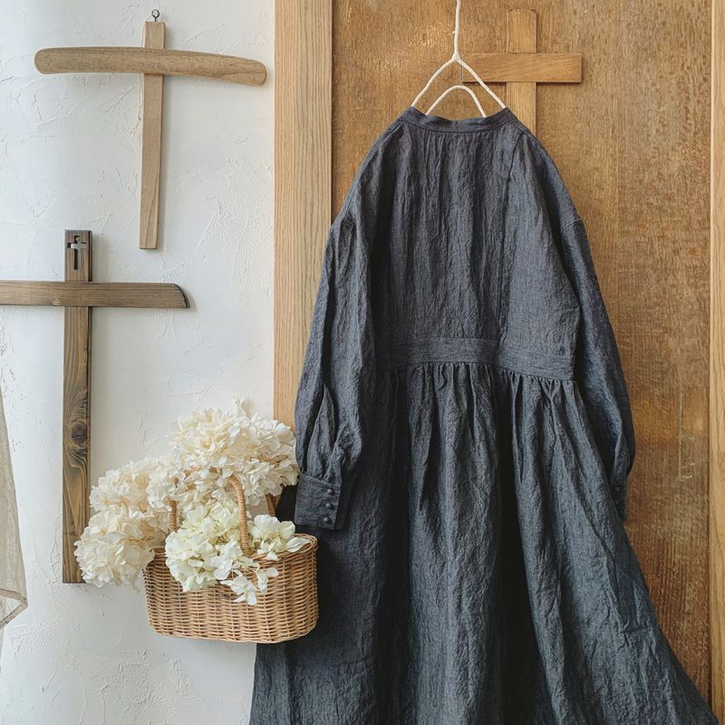 通販超歓迎 nest Robe - MAGALI シャンブレーリネン 比翼ギャザー