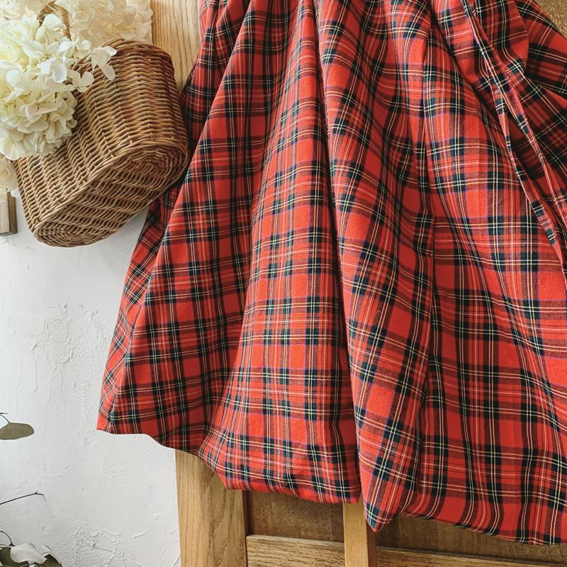 Marche De Soeur ワンショルダーバルーンスカート 赤チェック Marche De Soeur