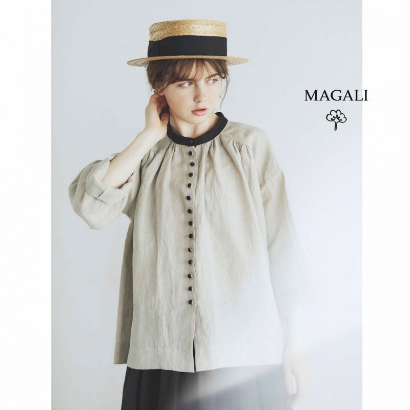 MAGALI ウィッシュドリネンアンティークブラウス