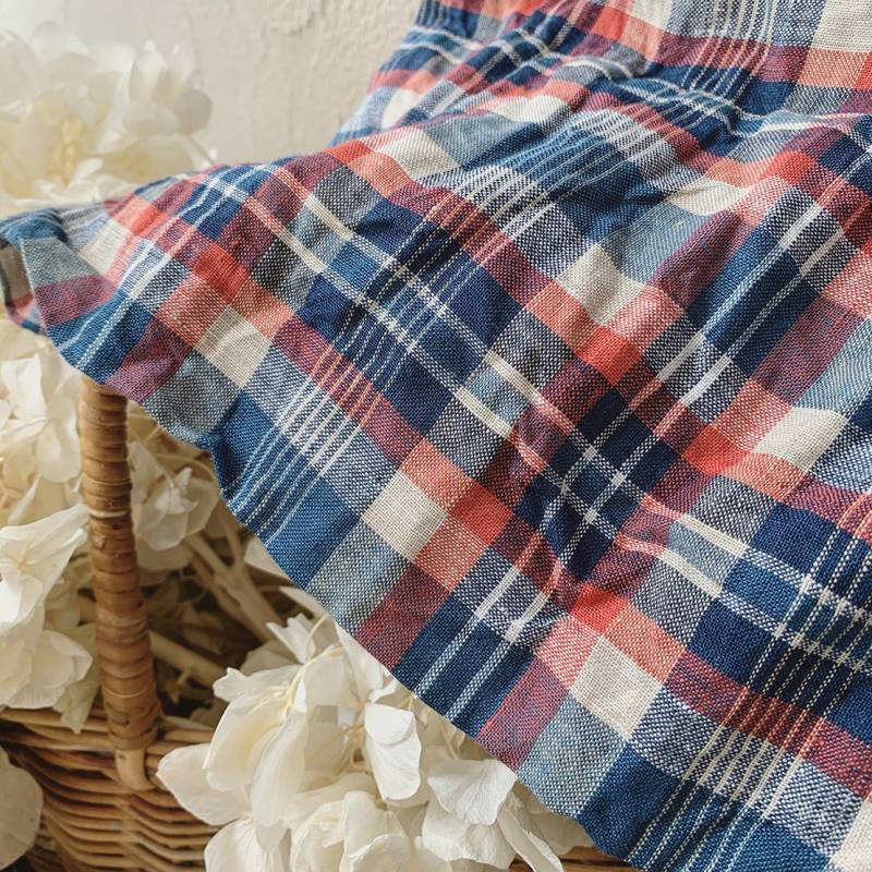 Marche De Soeur ベルジェの種蒔きワンピース 青チェック Marche De Soeur