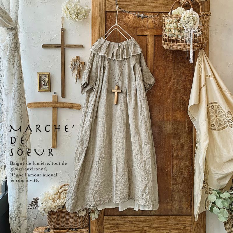 MARCHE' DE SOEUR　種蒔のエプロン リトアニアリネン ワンピース MARCHE' DE SOEUR/種蒔のエプロン - MARCHE' DE SOEUR