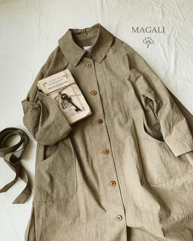 MAGALI /コットンリネンウェザートレンチコート ミディアム・ベージュ