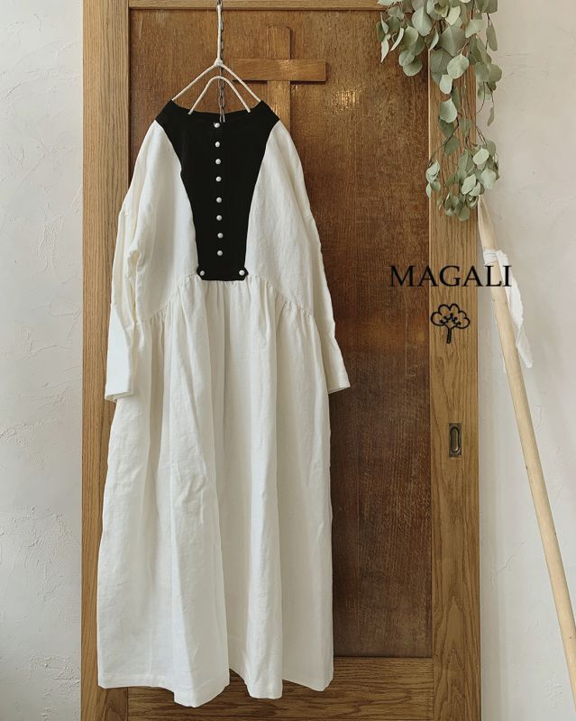 magali新品未使用タグ付きブラッシュドベルギーリネンギャザー