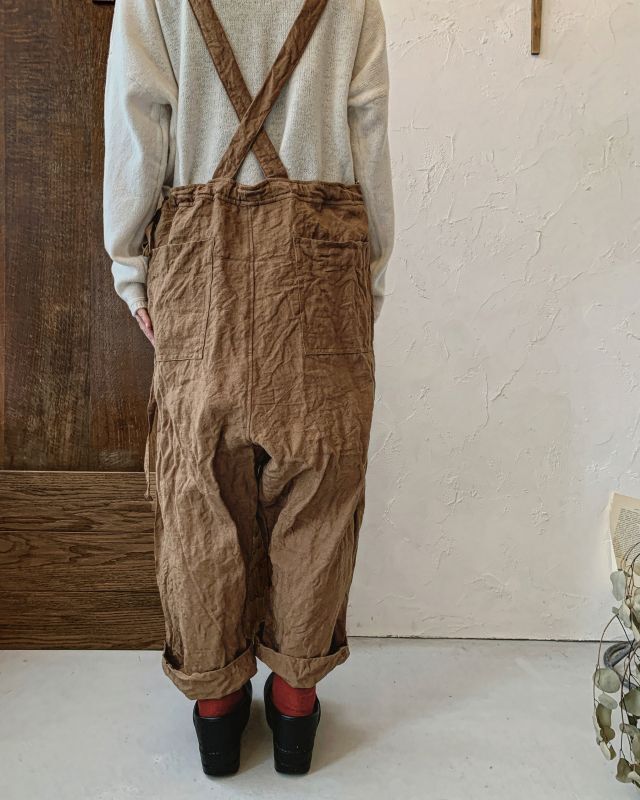 MARCHE' DE SOEUR／サスペンダーパンツ・柿渋染め