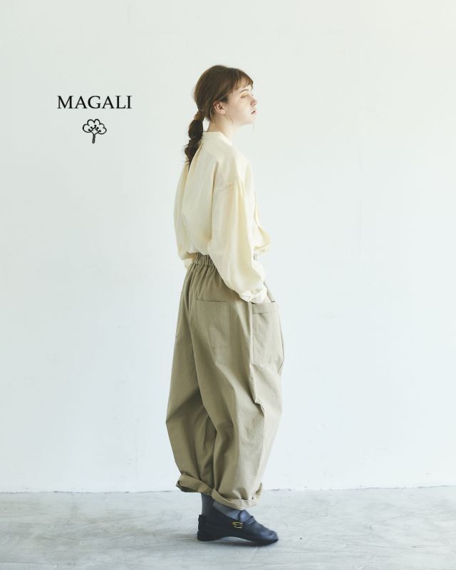 MAGALI /コットンシルクワイドパンツ・ベージュ MARCHE' DE SOEUR
