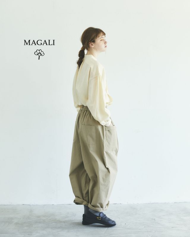 MAGALI /コットンシルクワイドパンツ・ベージュ