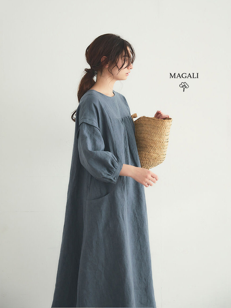 【美品】  MAGALI / マガリ | フレンチリネンスクエアヨークプルオーバー トップス | F | イエロー | レディース