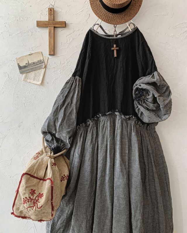 MARCHE' DE SOEUR／ブルターニュのワンピース・杢チャコール - MARCHE