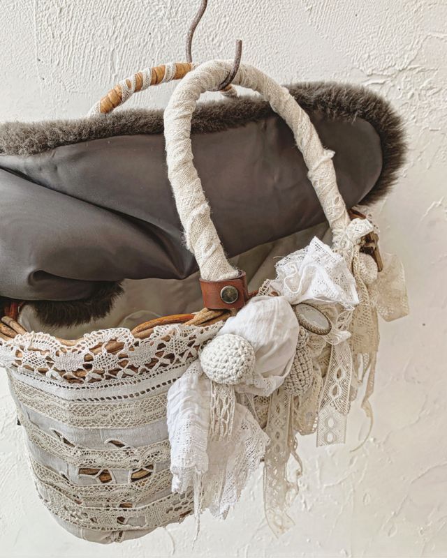 ボトムスス単品 marché de soeur レース かごバッグ カゴ