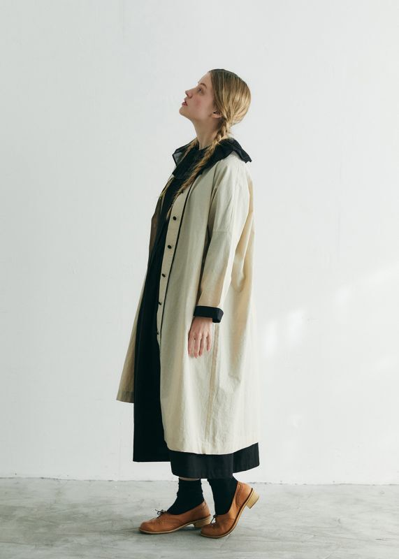MAGALI /コットンリネンバイカラーローブコート・アイボリー - MARCHE 