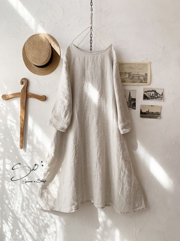 SO/シンプル長袖ワンピース・ナチュラル MARCHE' DE SOEUR