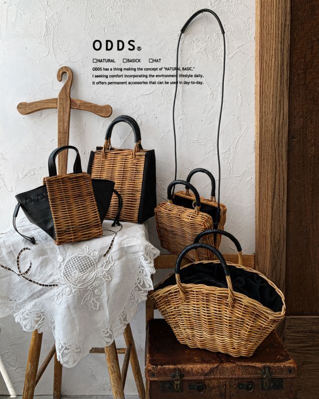 ODDS かごバッグ 天然素材 オッズ 天然アラログかごバッグ かごバッグ