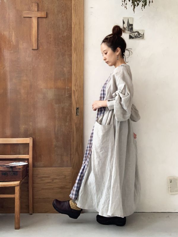 MARCHE' DE SOEUR／祈りのワンピース・アンティークグレー×ブルーチェック