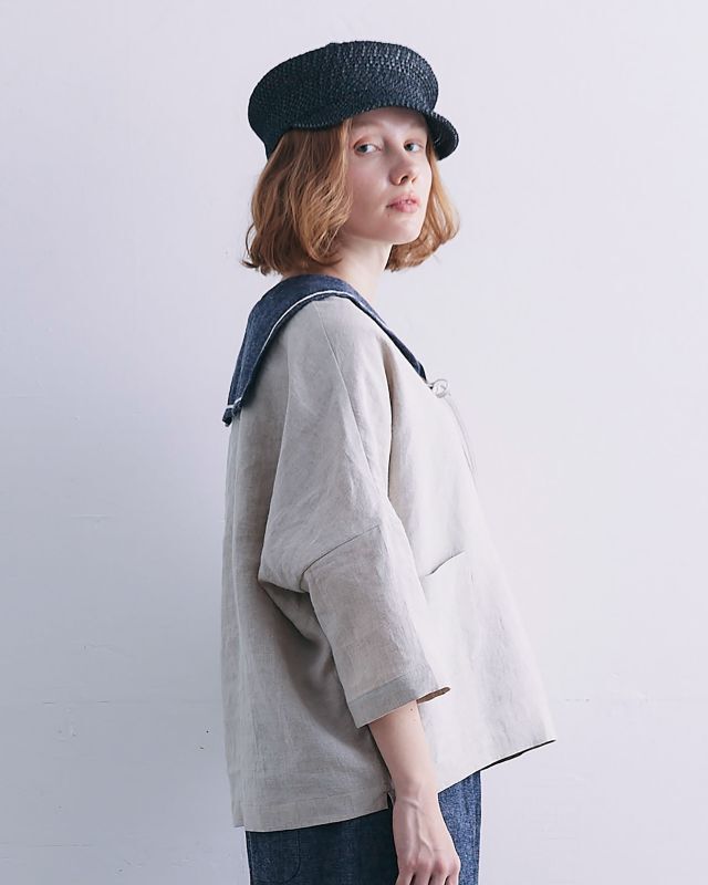 MAGALI /キャンバスリネン セーラープルオーバー・ベージュ - MARCHE 