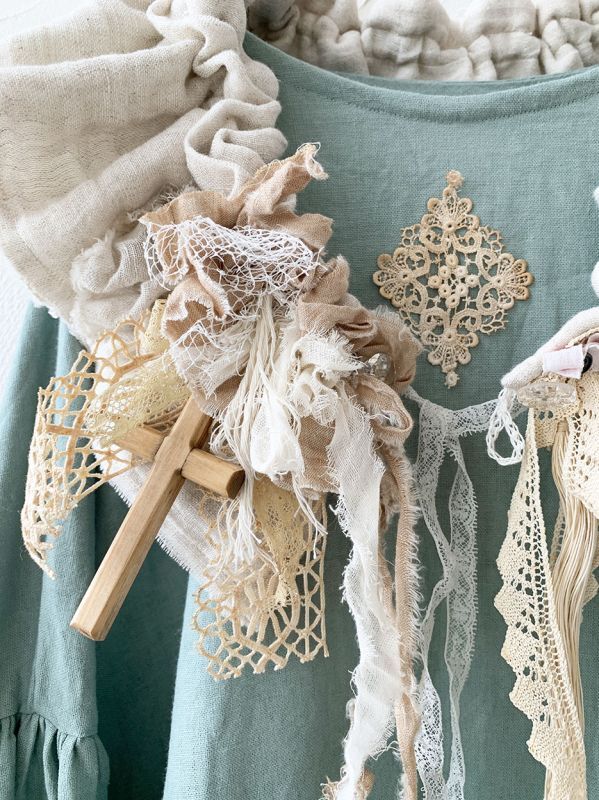 アンティークベルギー ポワンドローズ ブルージュ&デュセスレース付け襟 大型扇用 アンティークベルギー ポワンドローズ ブルージュ