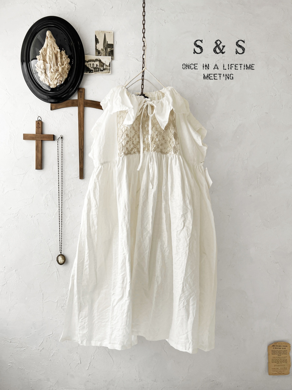 shizuka's【6】アンティークレースのフリル襟フレンチワンピース