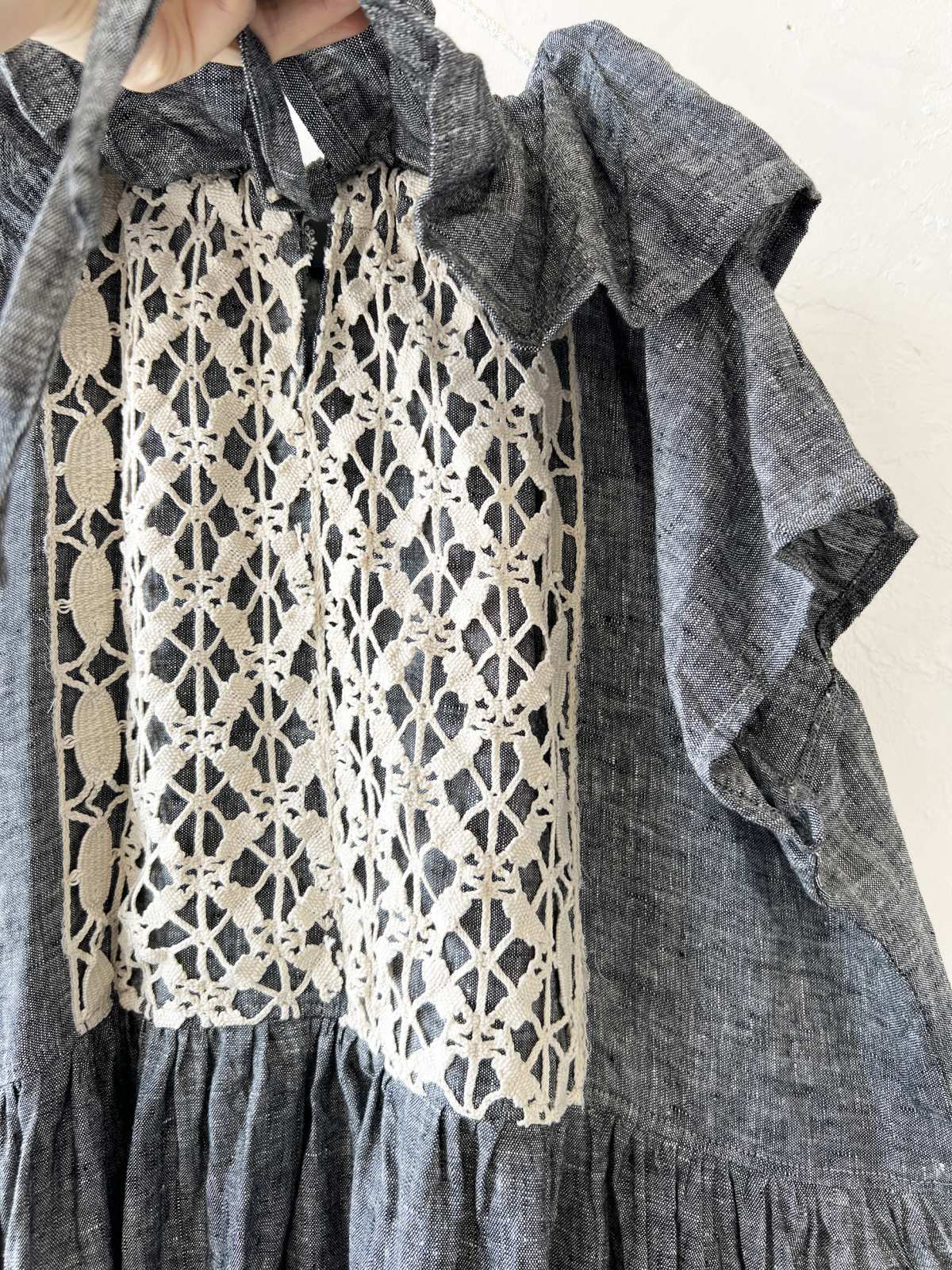 フレンチリネンフリル襟レースハイウエストワンピース。.＊ 楽天市場