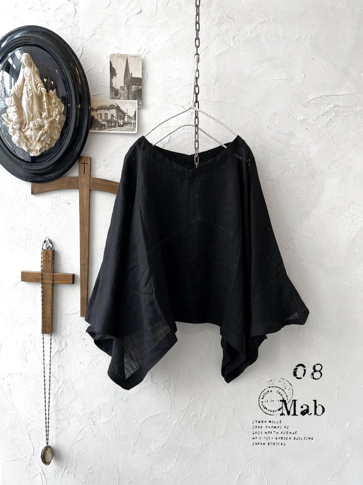 08mab/リネンシャンブレーワイドプルオーバー・黒 - MARCHE' DE