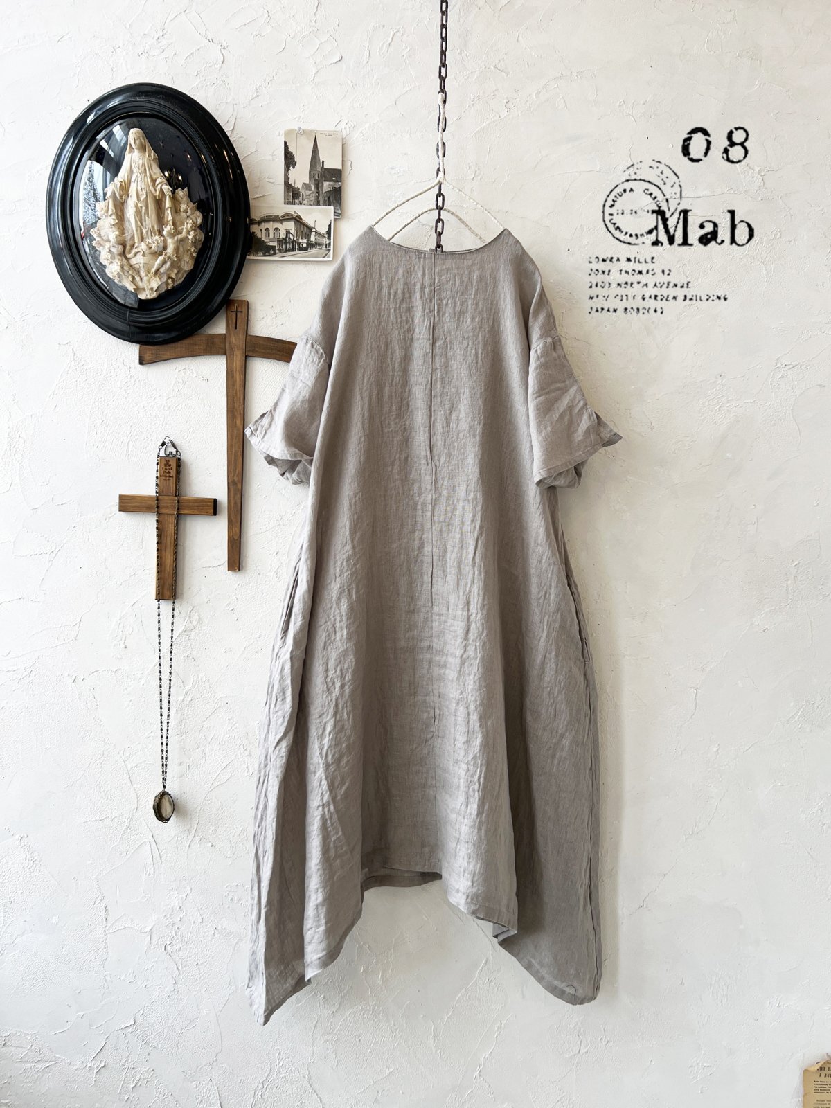 08mab/リネンシャンブレーAラインワンピース・ベージュ - MARCHE' DE SOEUR