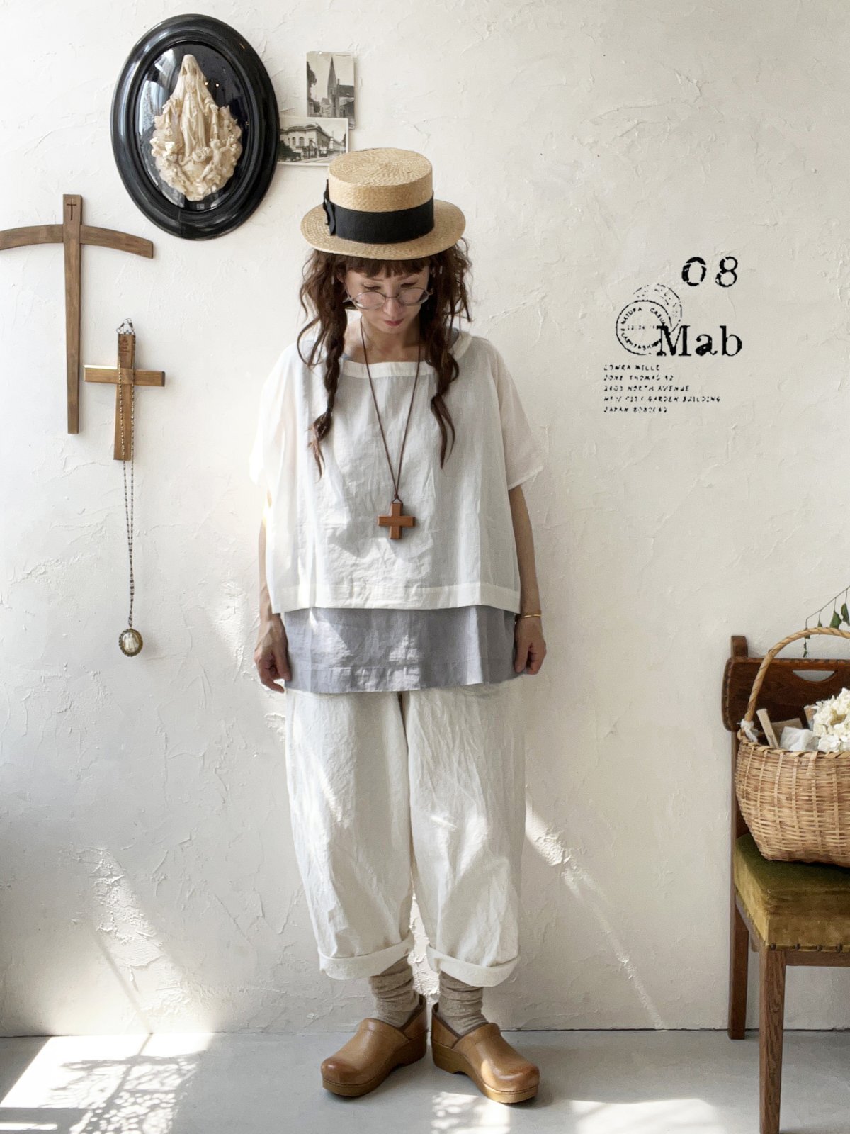 08mab/タンクトップ×トップスset・グレー×オフ - MARCHE' DE SOEUR