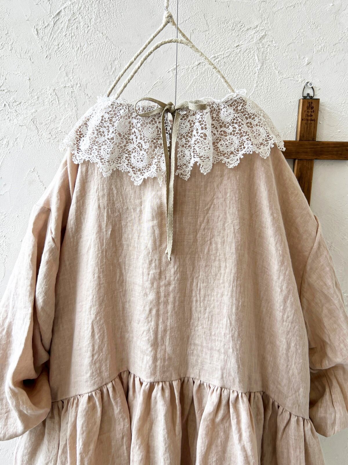 1900年チャイルドワンピース毛皮付き　フランスアンティーク 1900sAntiquechurchdressA