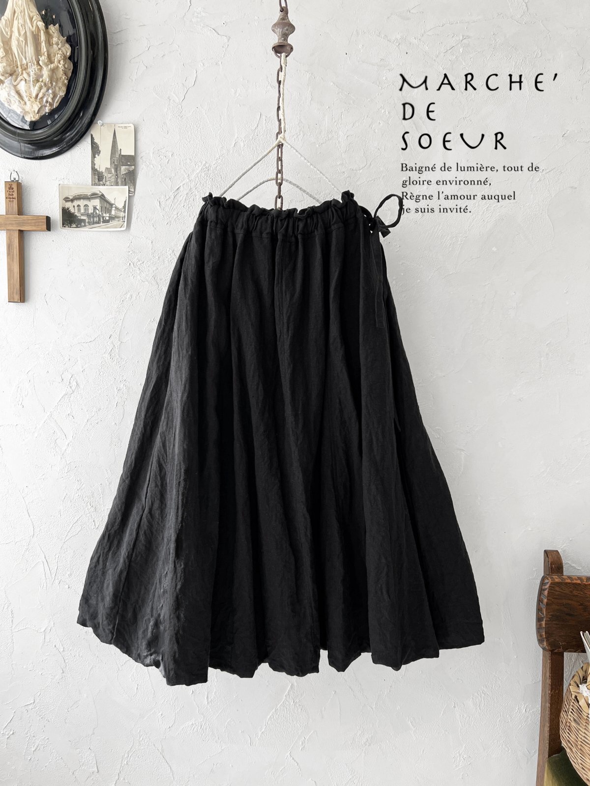 MARCHE' DE SOEUR リネン タブリエパンツ ナチュラル 再入荷 MARCHE' DE SOEUR／ふわくしゅリネンウール・たぽパンツ