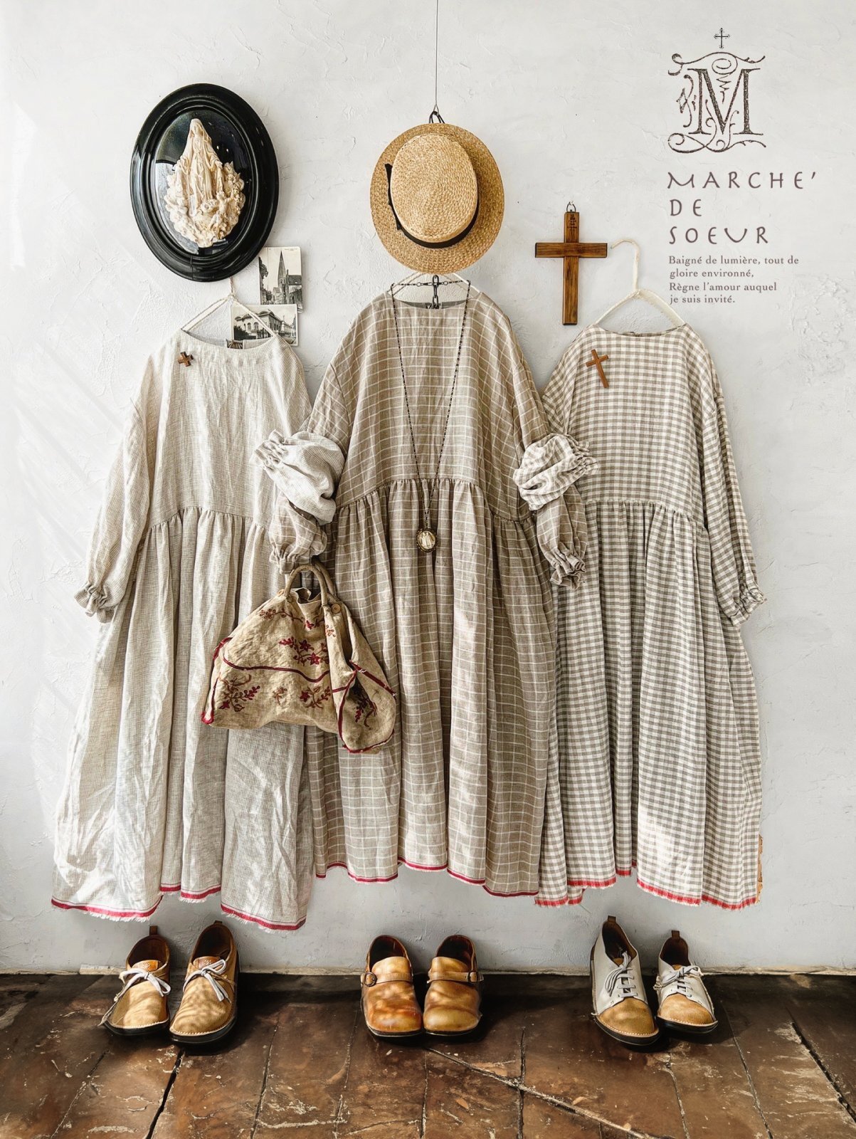 MARCHE' DE SOEUR／ギャザーワンピース・赤耳ギンガムチェック