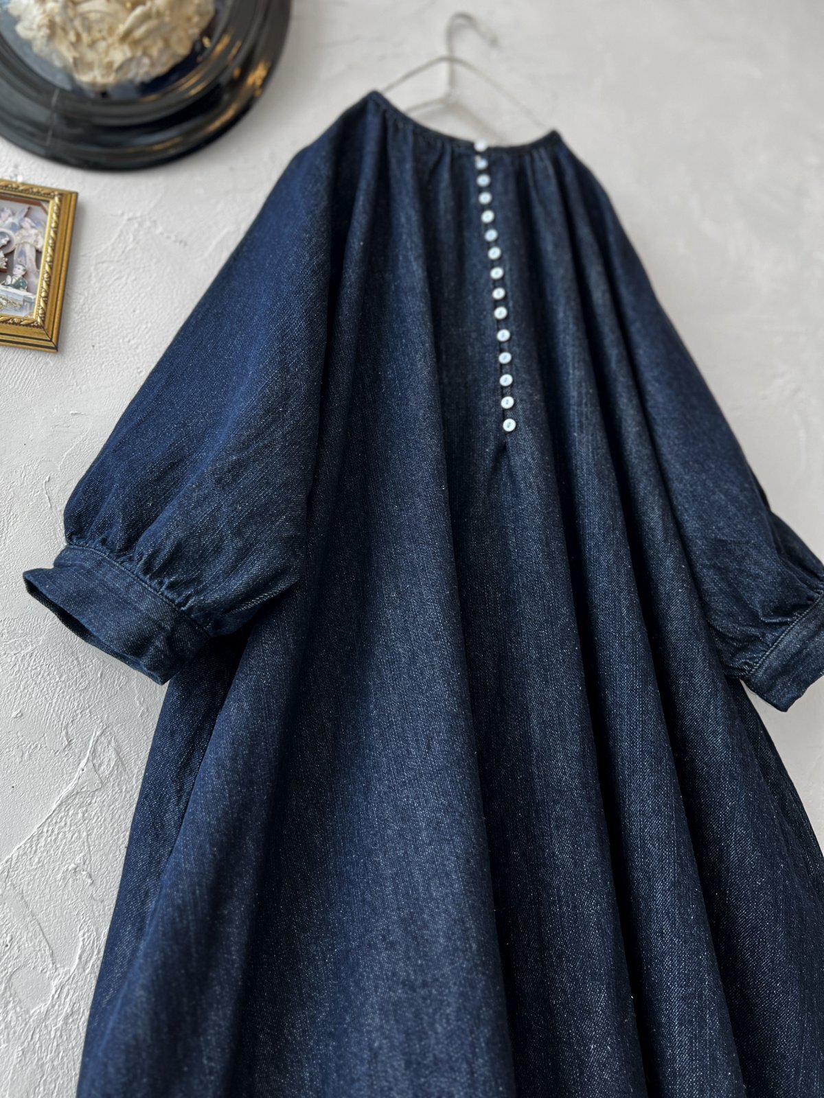 08mab/デニムパフスリーブワンピース・インディゴ - MARCHE' DE SOEUR