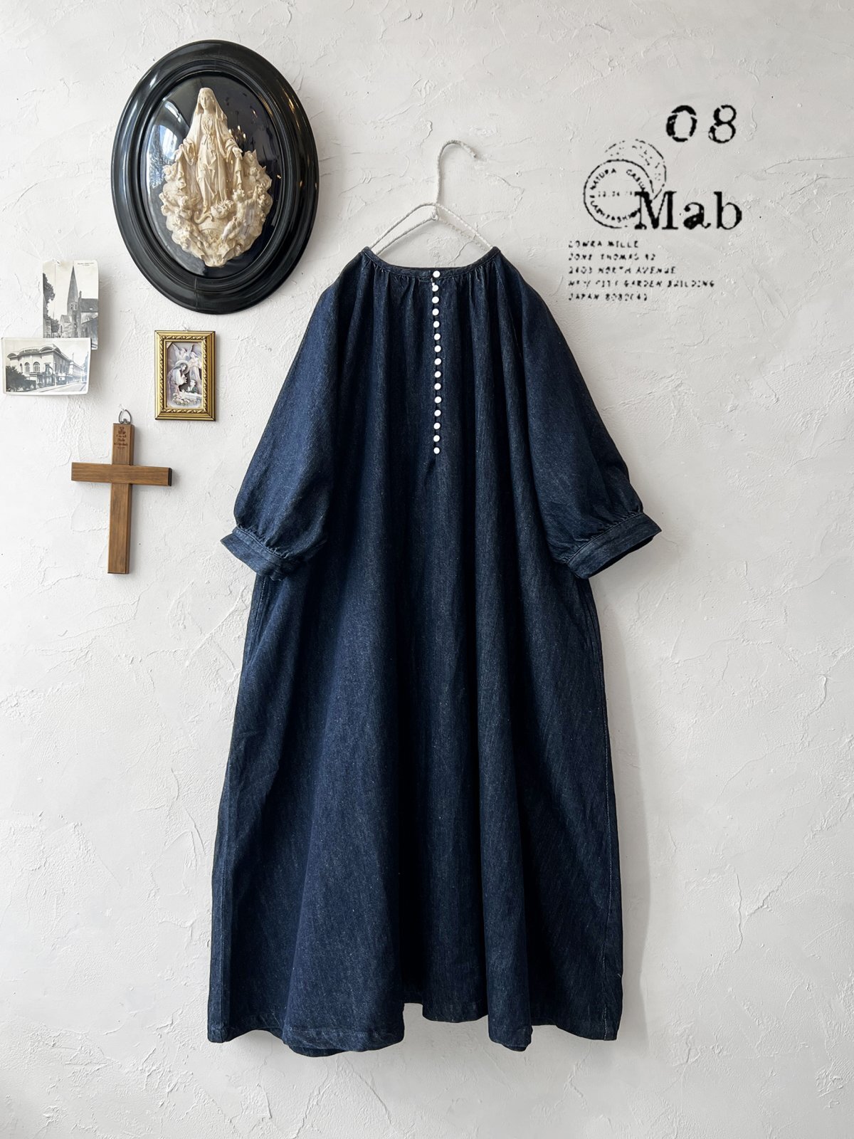 08mab/デニムパフスリーブワンピース・インディゴ - MARCHE' DE SOEUR