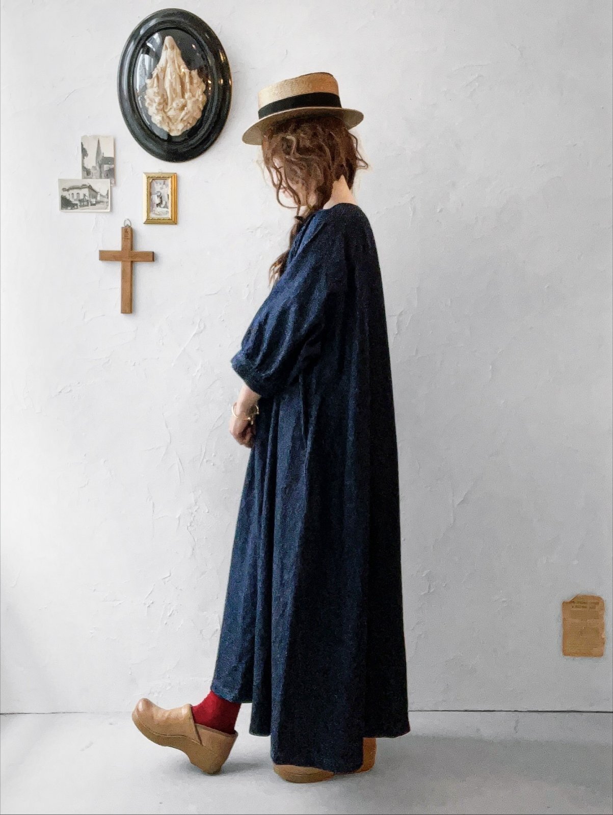 08mab/デニムパフスリーブワンピース・インディゴ - MARCHE' DE SOEUR