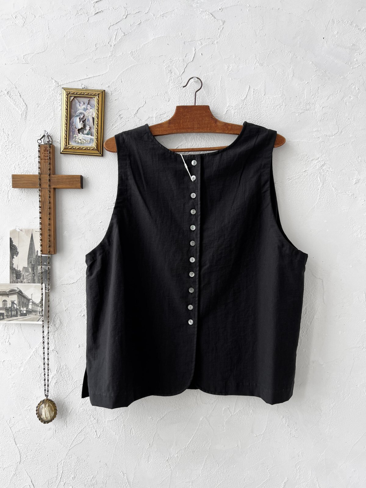 sloe/2wayポケットボタンベスト・ブラック - MARCHE' DE SOEUR