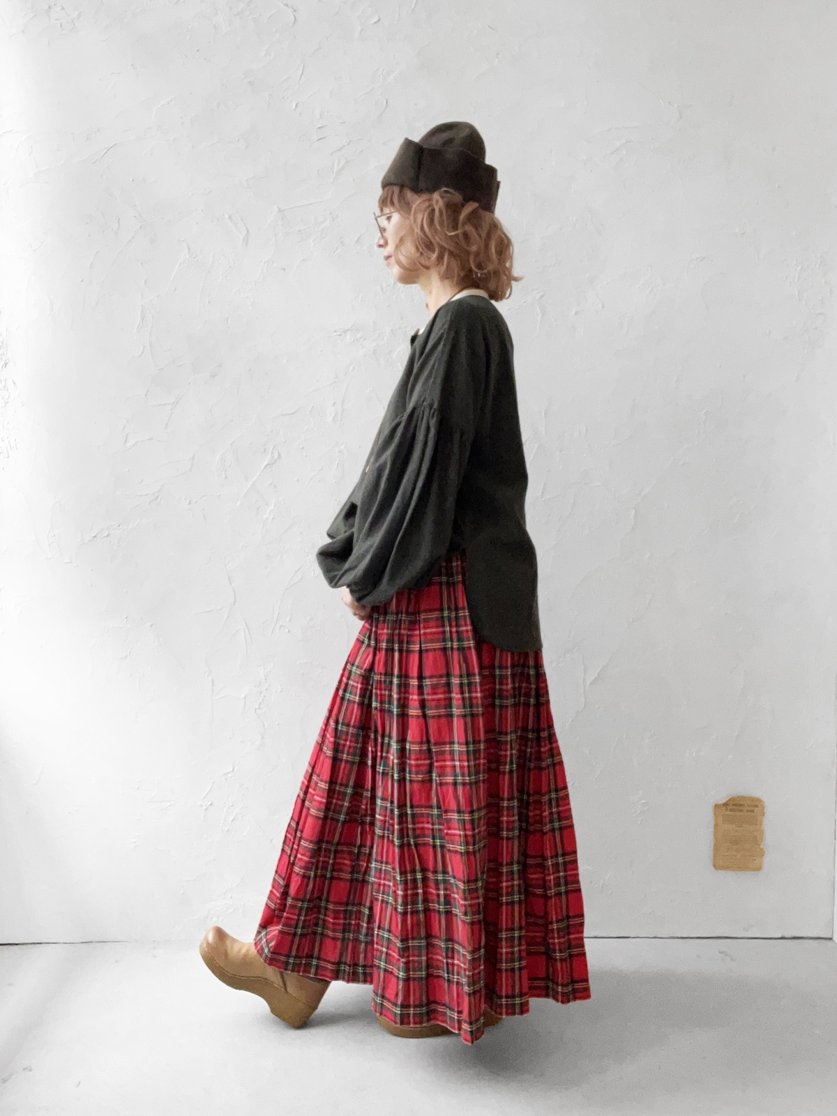 Avenue／ギャザースカート・赤チェック - MARCHE' DE SOEUR