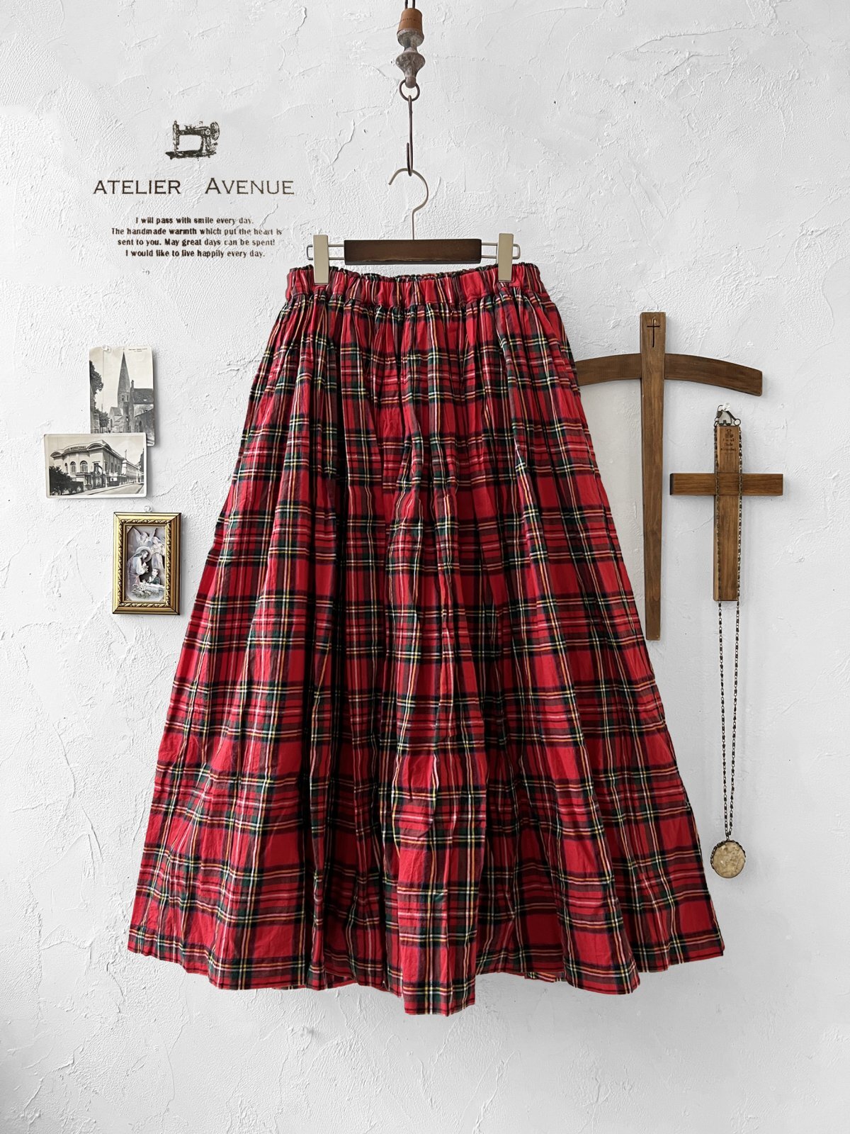 Avenue／ギャザースカート・赤チェック - MARCHE' DE SOEUR