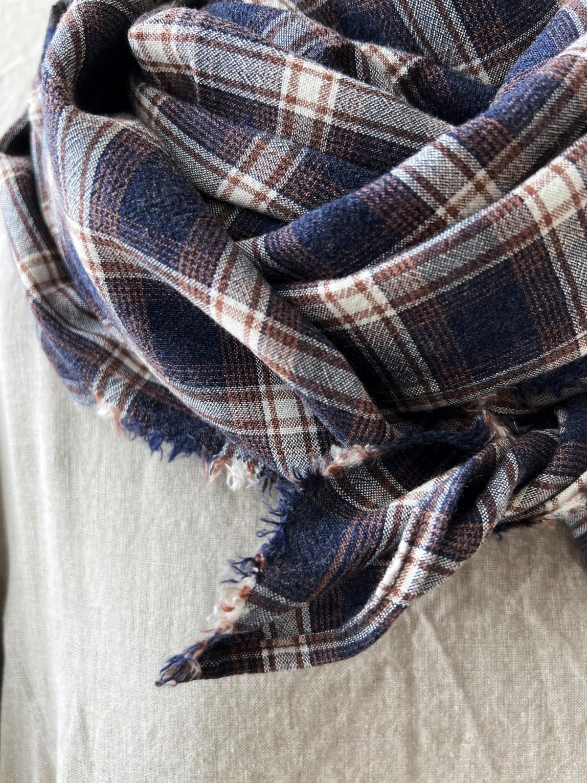 SO／大判ストール・ネイビーオンブレチェック - MARCHE' DE SOEUR