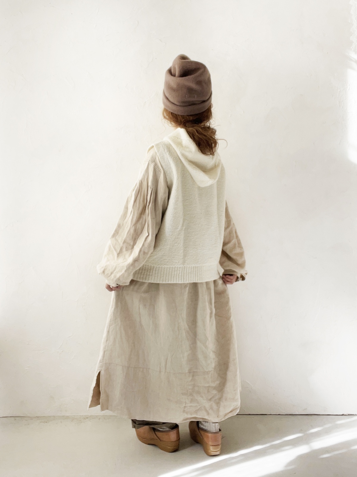 marche de soeur 人気作家coya フード ポッチリネンベスト SO／圧縮