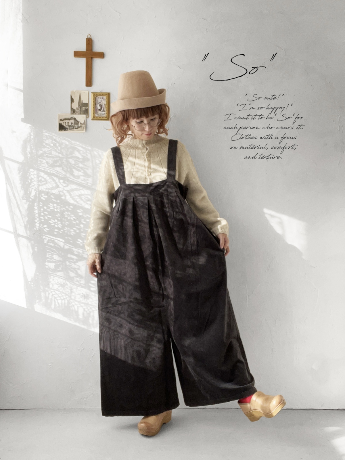 SO／綾コーデュロイサロペット・チャコール - MARCHE' DE SOEUR