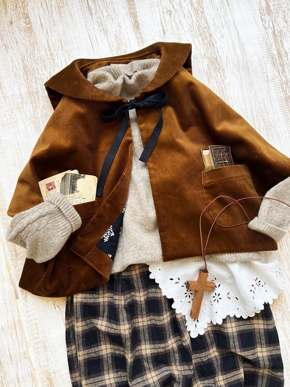 MARCHE' DE SOEUR／セーラ襟のタッセルちびコート・キャラメルブラウン