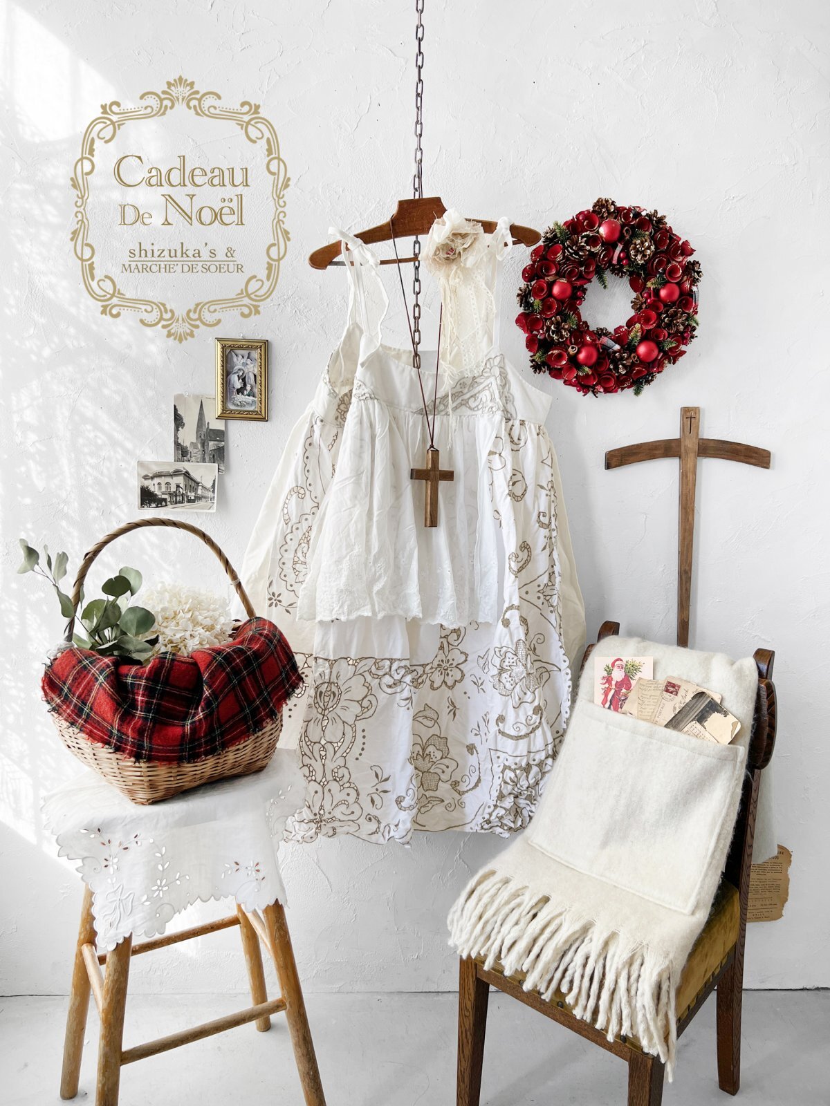 ハンドメイド作家shizuka's マディラ刺繍アンティークレースのワンピース ハンドメイド作家shizuka's マディラ刺繍アンティークレースのワンピース